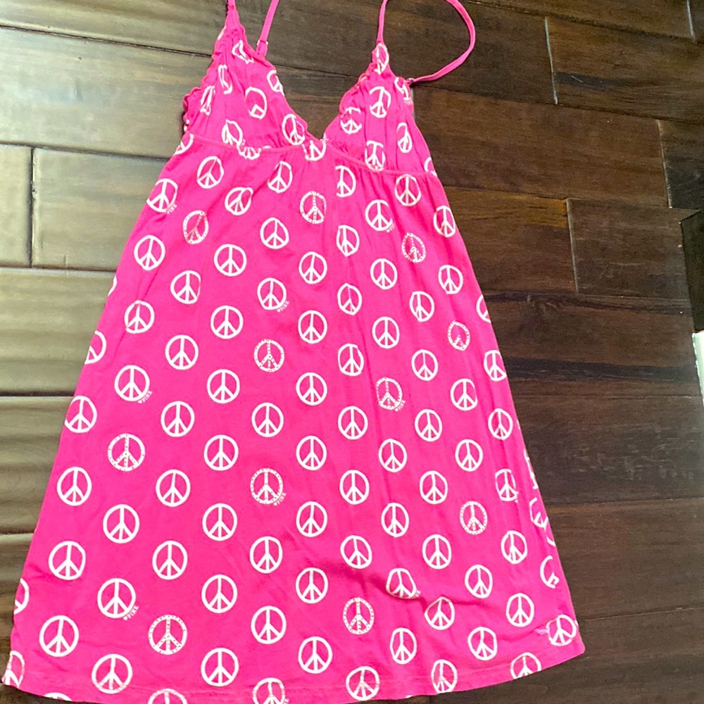 PINK Victoria Secret peace sign with rhinestones night gown